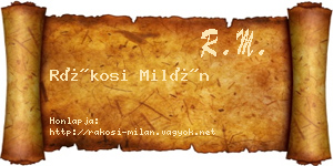 Rákosi Milán névjegykártya